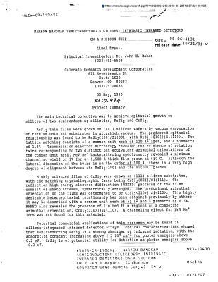 Full Download Narrow Bandgap Semiconducting Silicides: Intrinsic Infrared Detectors on a Silicon Chip - National Aeronautics and Space Administration file in PDF